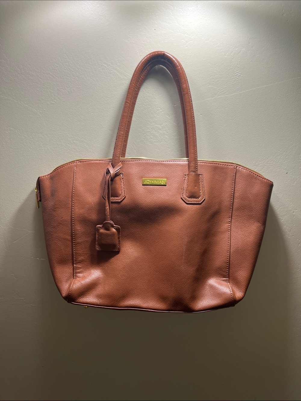 Joy & Iman Tan Leather Tote Bag